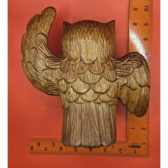 Handmade Wooden Owl Figurine Rustic Hand Carved Brown Bird Decor #Art - Picture 3 of 5